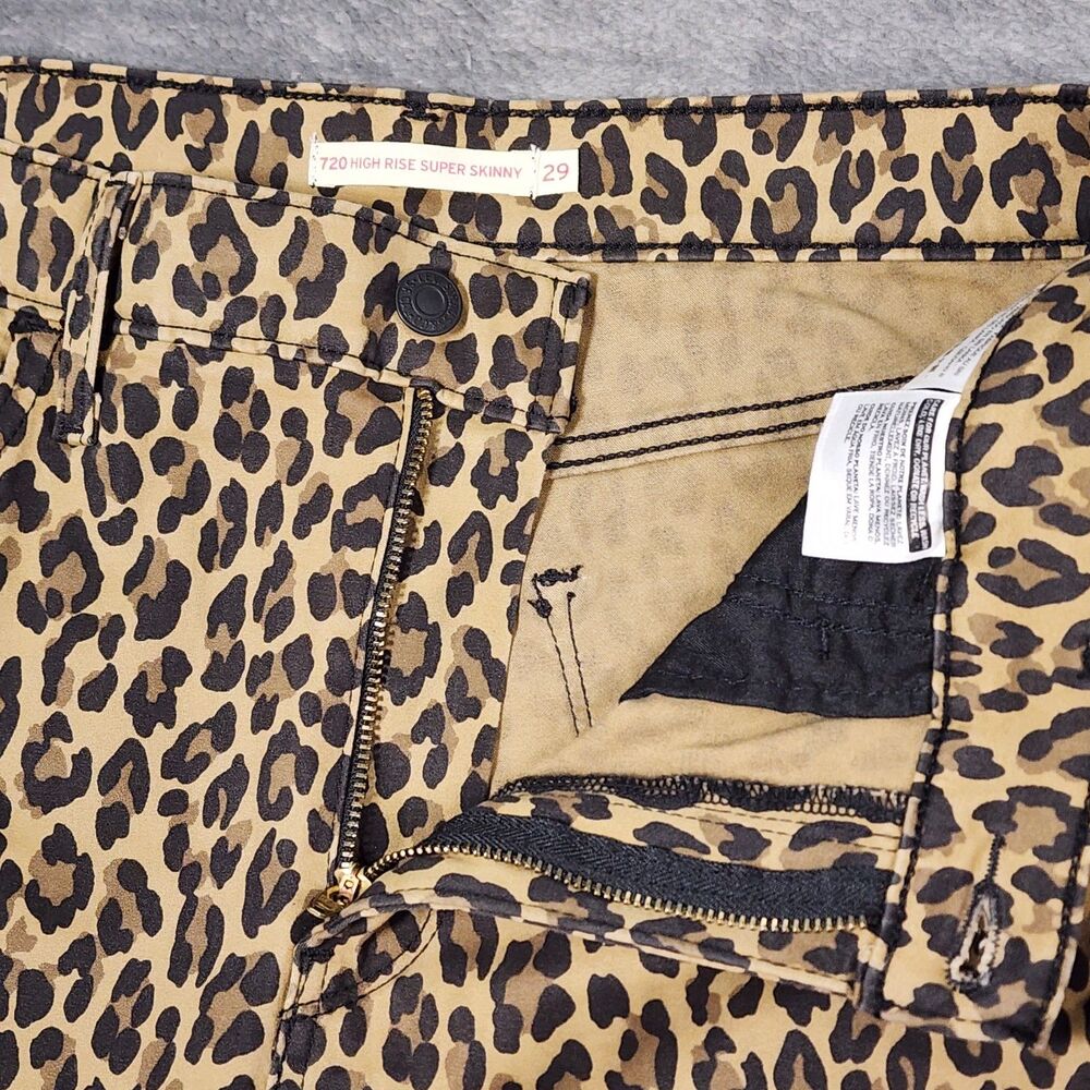 Levi's 720 High Rise Super Skinny 29x30 Leopard Animal Print Jeans - Picture 3 of 12